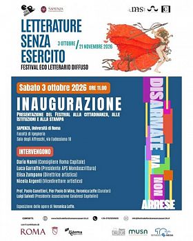 “Letterature senza esercito”: dal 3 ottobre al 21 novembre