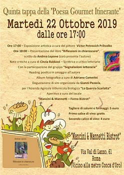 Quinta tappa del progetto culturale “Poesia Gourmet Itinerante”